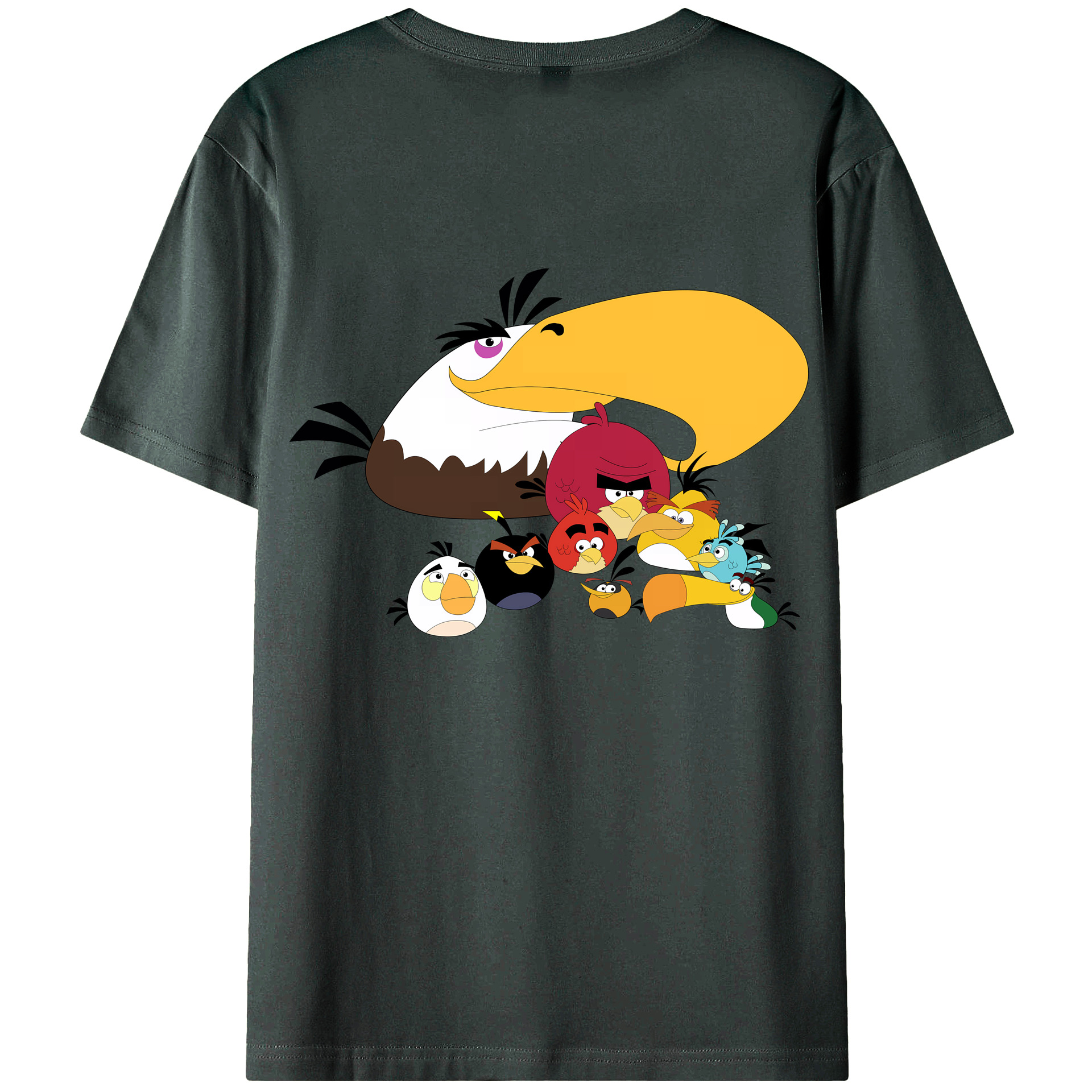 （画像用） Angry Birds アングリーバード 綿100％ メンズ半袖Tシャツ（バックプリント） 通気性